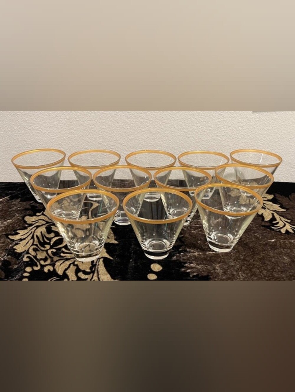 MCM Gold Rim Vodka/Cocktail Glasses Set Of 2